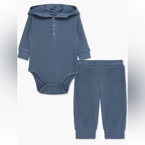 Little Me | Hooded Waffle Knit Set